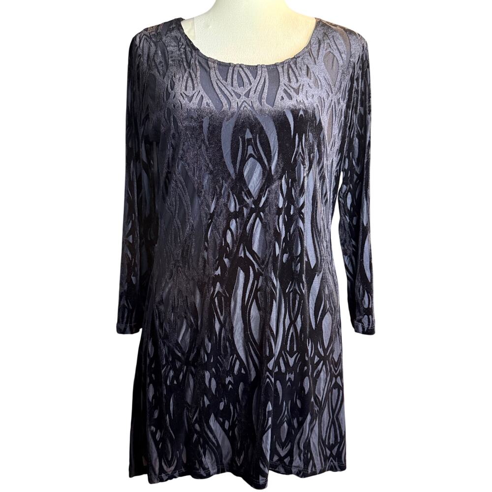 Fylo London Gothic Burnout Velvet Tunic, Art Deco, Women's Size Medium
